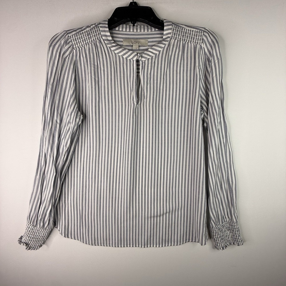 Loft Blue And White Stripe Top Long Sleeve Small